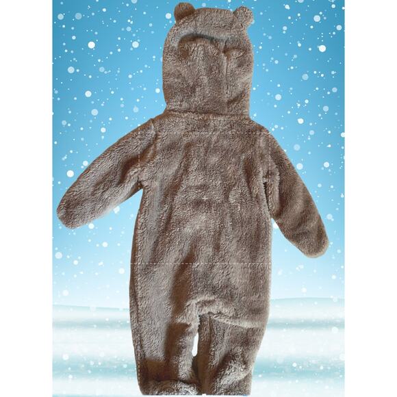 Cozy Carter Beige Bear Snowsuit With Feet And Hood Size 6 Months - Picture 3 of 8